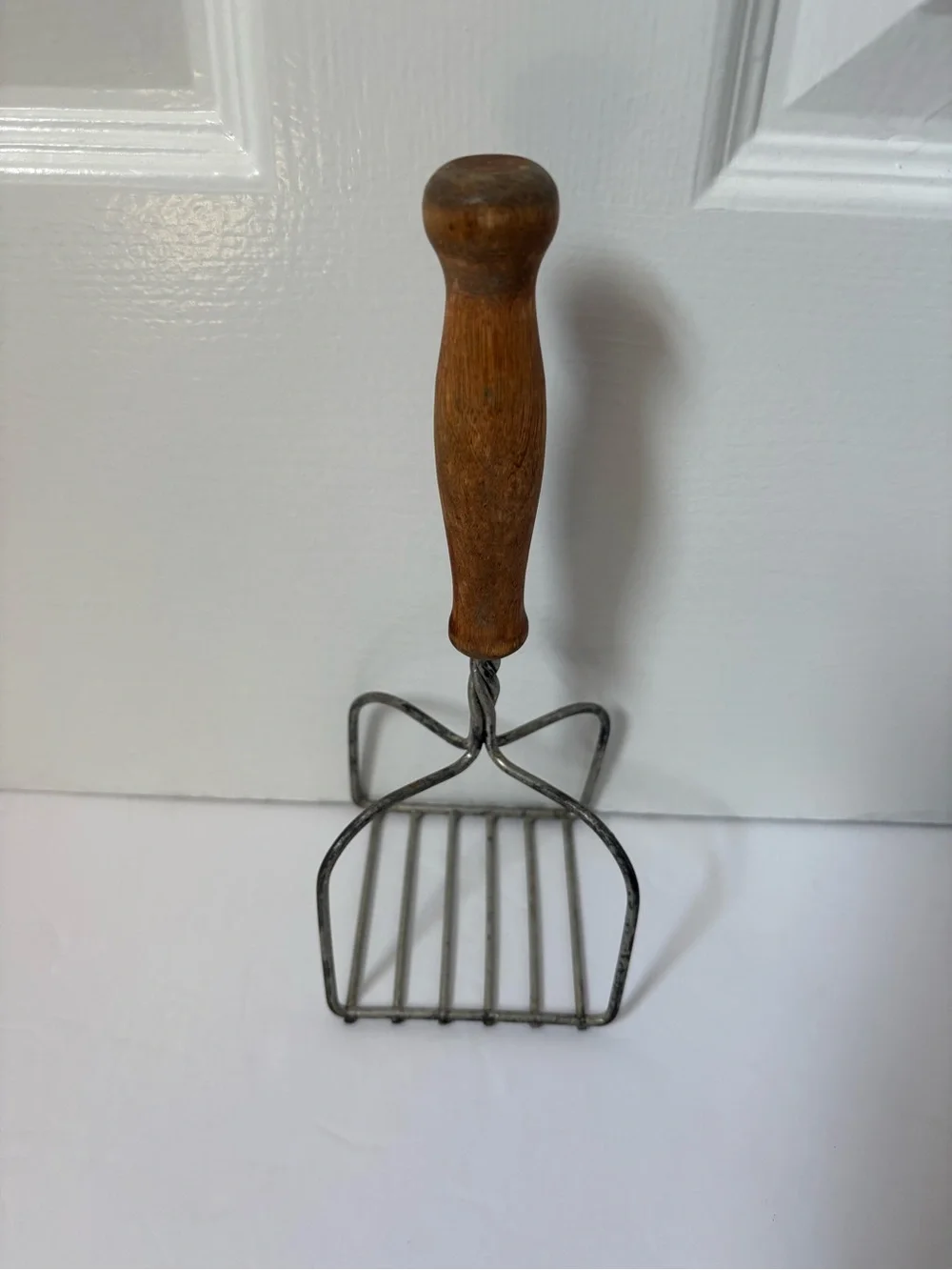 Vintage Potato Masher Wood Handle Square Head